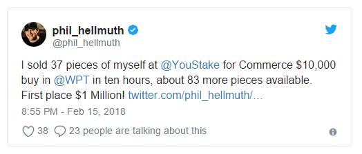 Phil Hellmuth任YouStake的代言人兼顾问