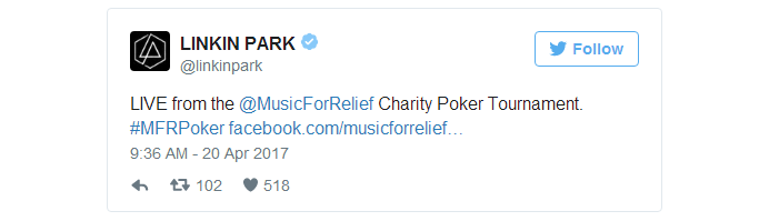 Music for Relief：林肯公园的扑克之旅