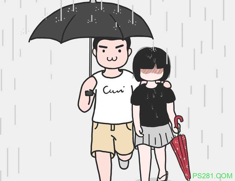 搞笑漫画《最美的不是下雨天》 浪漫女生雨中散步成落汤鸡