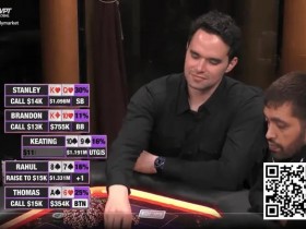 【EV扑克】话题 | Keating加入百万美元游戏并迅速统治了比赛，拿下240万彩池